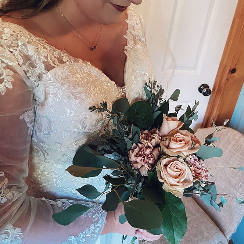 Findlovewedding Wedding Dresses for Bride with Lace Appliques Chiffon A Line Women Dress Long Sleeves Beach Bride Dress US 6 Off-White - Image 5